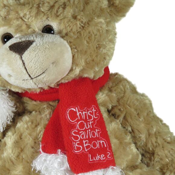 Fiesta Christian Christmas Bear Plush 21" with Santa Hat & Scarf Stuffed Animal - Picture 2 of 16